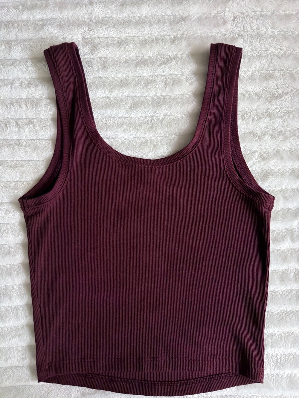 Maroon/Burgundy Ribbed Tank Top - Picture 2 of 3
